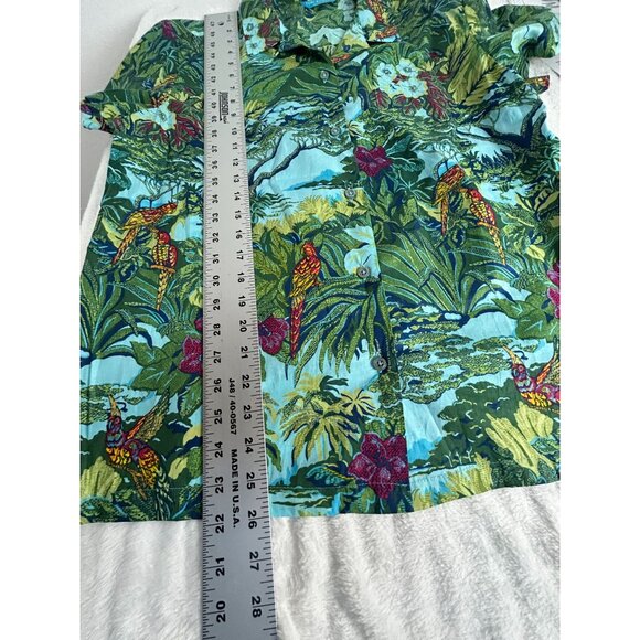 Tori Richard Honolulu Cotton Lawn Button-Up Tropical Hawaiian Shirt Large Green - Picture 7 of 7